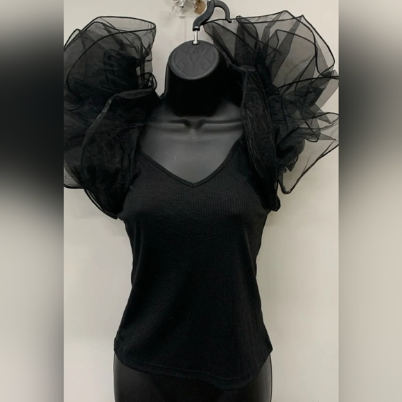 The French Rooster Tops - NWT Sugar Lips The French Rooster Stylish Black Blouse Size XS MSRP $52